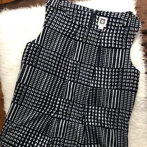 Anne Klien Houndstooth Pattern Print Sleeveless